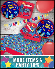 Superhero Cartoon Party Supplies, Decorations, Balloons and Ideas